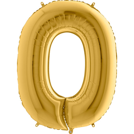 Zahlenballon 0 Metallic-Gold - 35cm