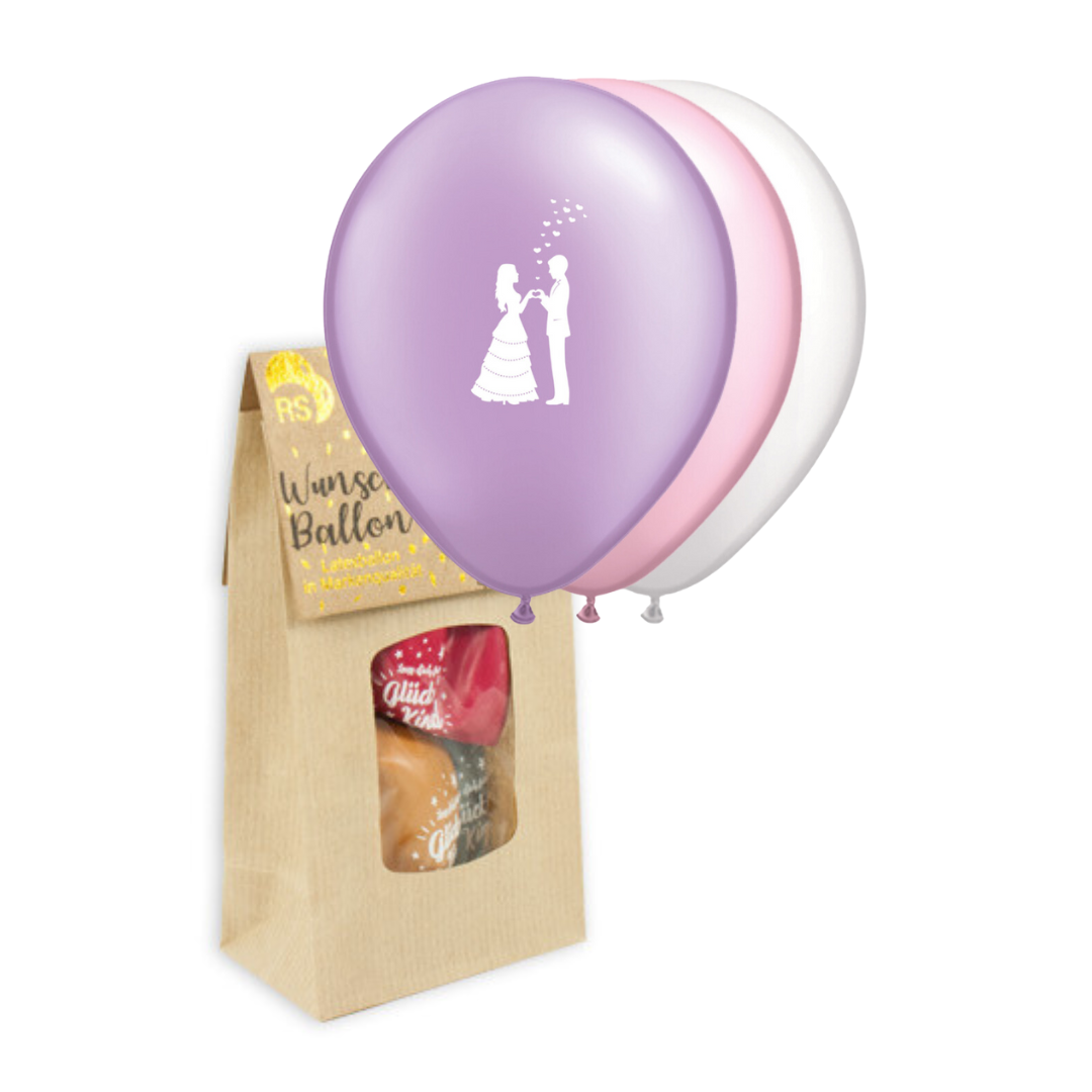 Liebespaar-Festballons - Pink, Violett, Weiss